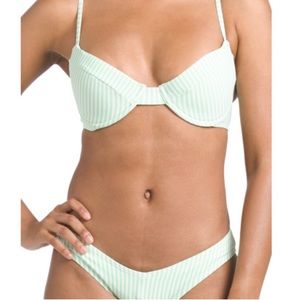 We wore what stripe green bikini!